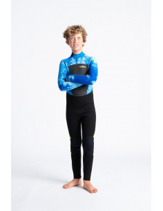 C-Skins Junior Legend 4/3mm Back Zip Steamer -Black/BlueTieDye/Lime