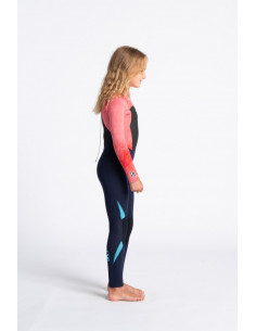 C-Skins Junior Legend 4/3mm Back Zip Steamer -Slate/CoralTieDye/OceanBlue 2