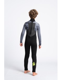 C-Skins Junior Legend 5/4/3mm Back Zip Steamer - Black/BlackTieDye/Lime 2