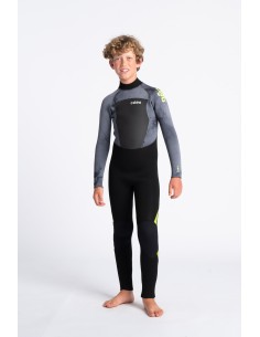C-Skins Junior Legend 5/4/3mm Back Zip Steamer - Black/BlackTieDye/Lime